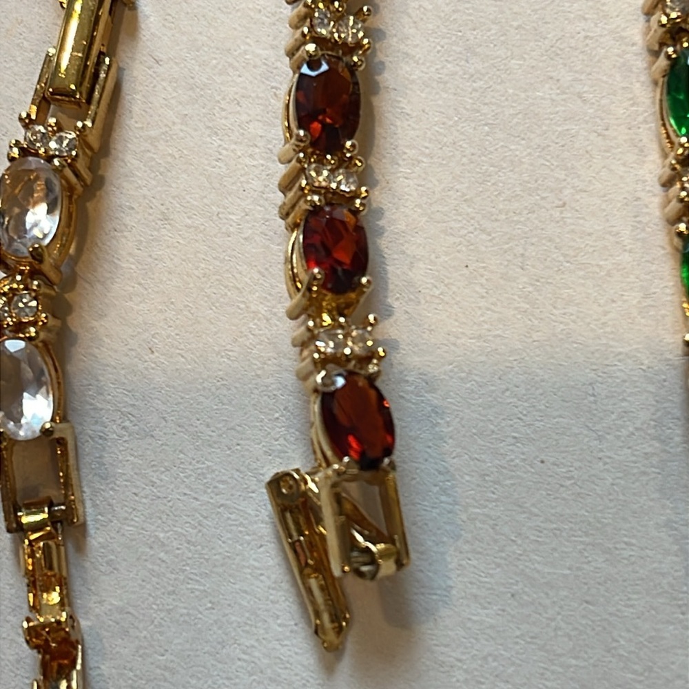 VTG Avon Lot of 6 Tennis Bracelets Multi-Color Gemstone Crystal Rhinestone 9”L - Picture 4 of 8